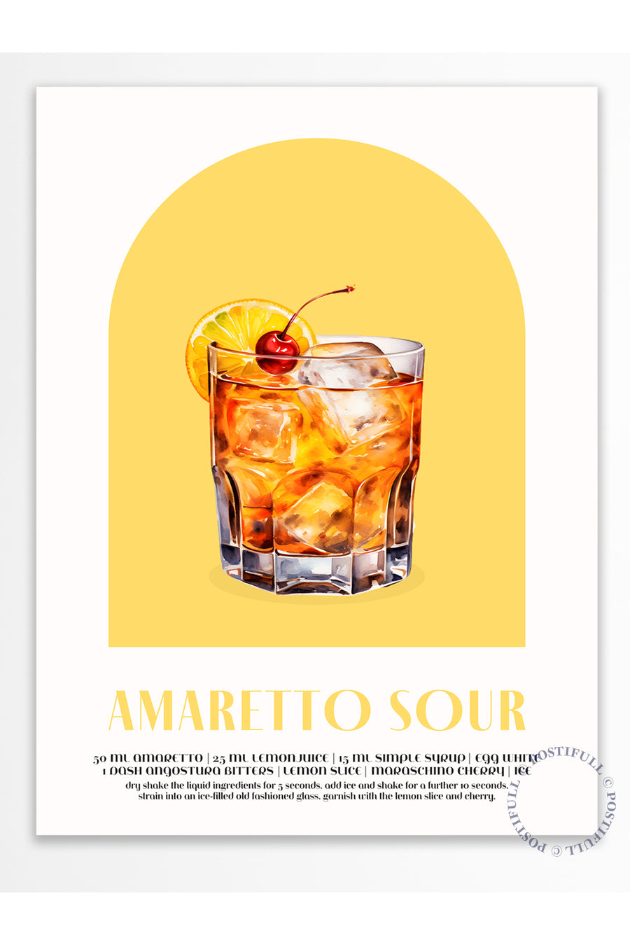 Kokteyl Temalı Duvar Posteri - Amaretto Sour