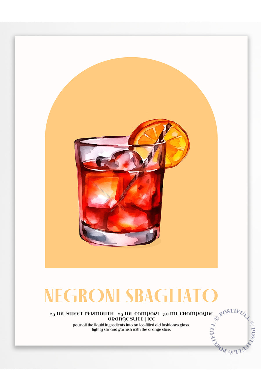 Kokteyl Temalı Duvar Posteri - Negroni Sbagliato